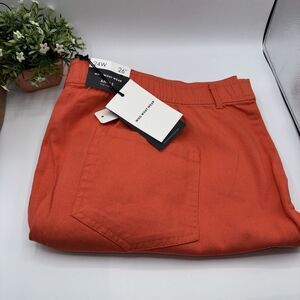 Women Who What Wear Orange Ankle Crop/High-Rise Wide Leg Pants 24W Waist 48" NWT